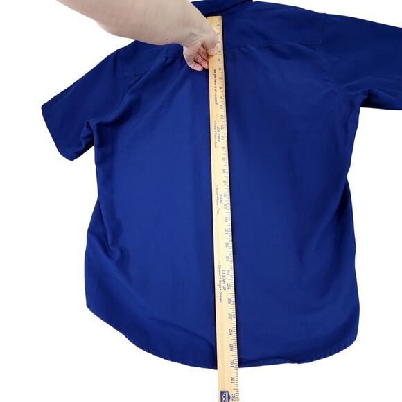 GH Bass XL Men Short Sleeve Button Up Shirt Blue Mesh Insert Polycotton Fishing - Picture 5 of 11